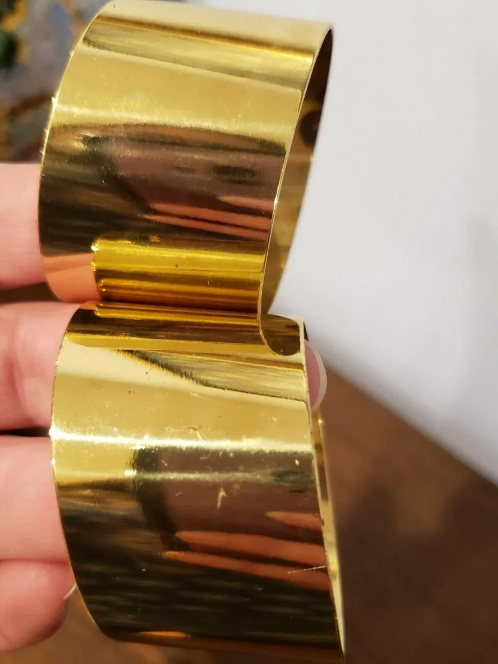 Vintage Slanted Brass Napkin Rings Lot Set of 4 READ